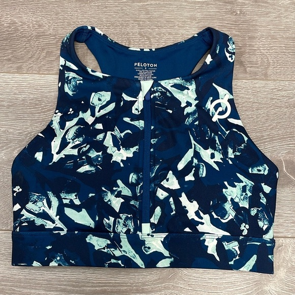 NWOT Peloton Cadent High Neck Floral Camo Front Zip Sports Bra S - Picture 1 of 11